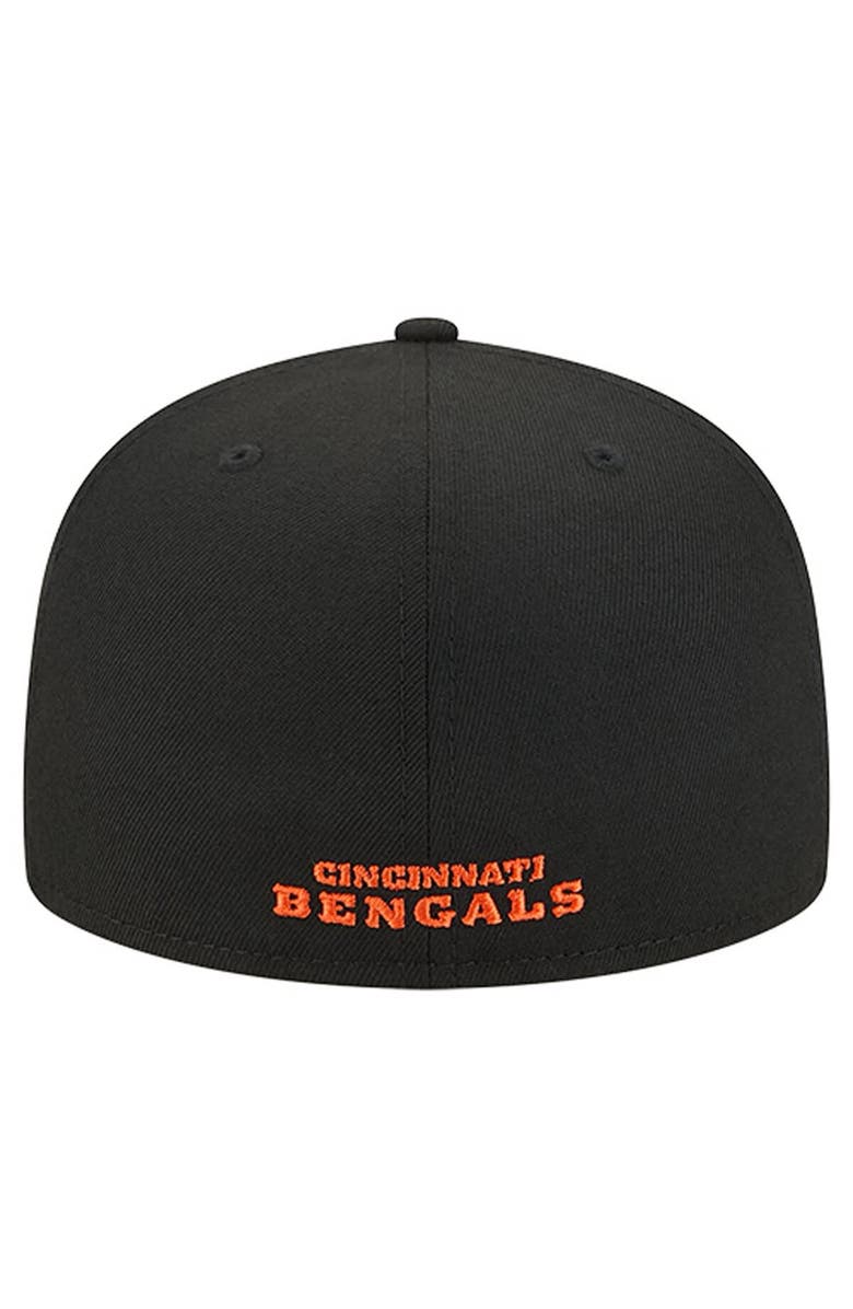 New Era Men's New Era  Black Cincinnati Bengals Overlap Wordmark 59FIFTY Fitted Hat, Alternate, color, Black