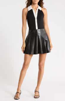 Tate Faux Leather Mixed Media Minidress