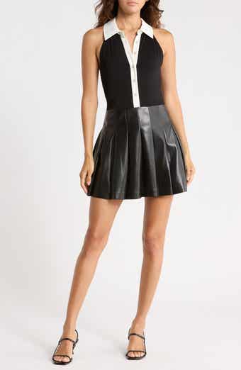 Tate Faux Leather Mixed Media Minidress