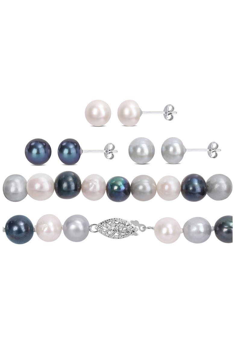 8-8.5mm Multi-Color Cultured Freshwater Pearl Necklace, Alternate, color, SILVER/ PEARL