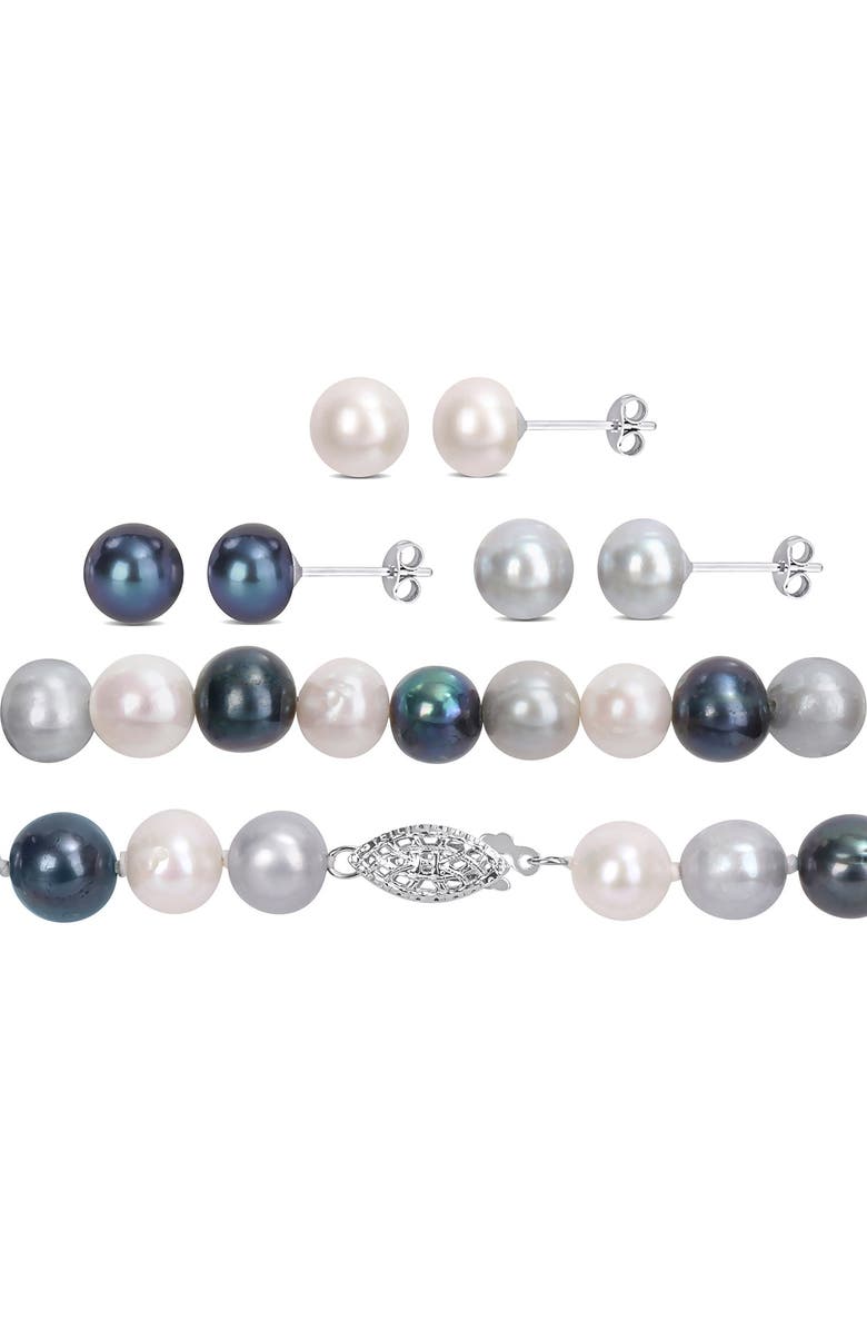 DELMAR 8-8.5mm Multi-Color Cultured Freshwater Pearl Necklace, Alternate, color, Silver/ Pearl