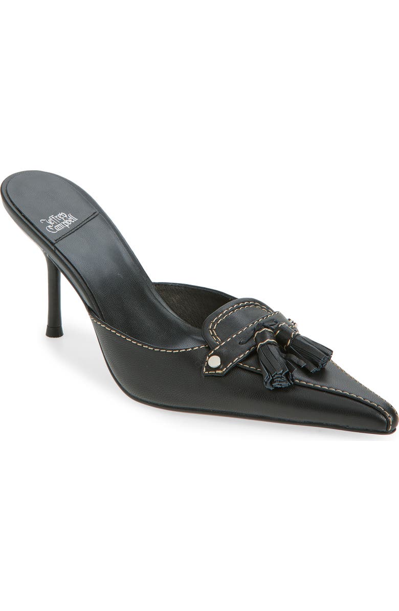 Jeffrey Campbell Claypool Pointed Toe Tassel Loafer Mule, Main, color, Black