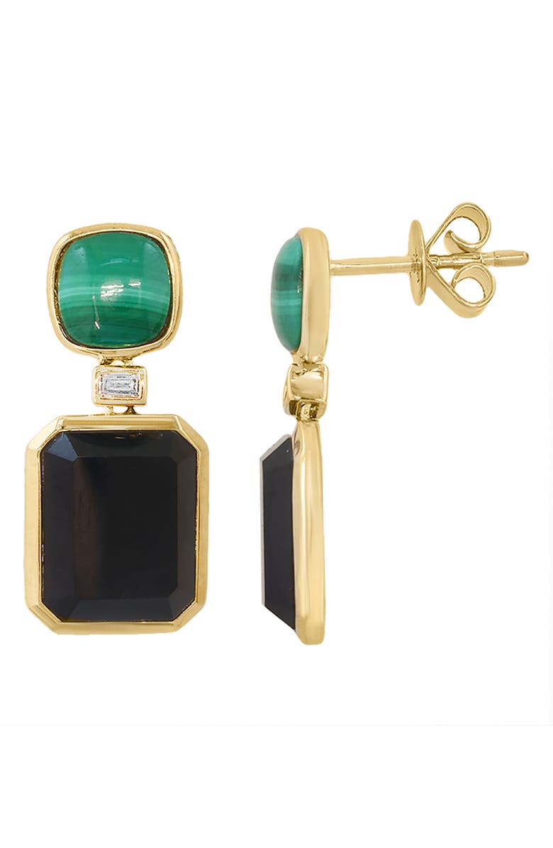 EFFY Malachite, Onyx & Diamond Drop Earrings, Alternate, color, Black Multi