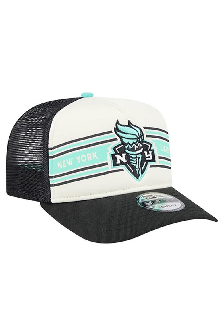 Unisex New Era  White/Black New York Liberty Banner Foam Front 9FIFTY A-Frame Adjustable Trucker Hat, Alternate, color, White