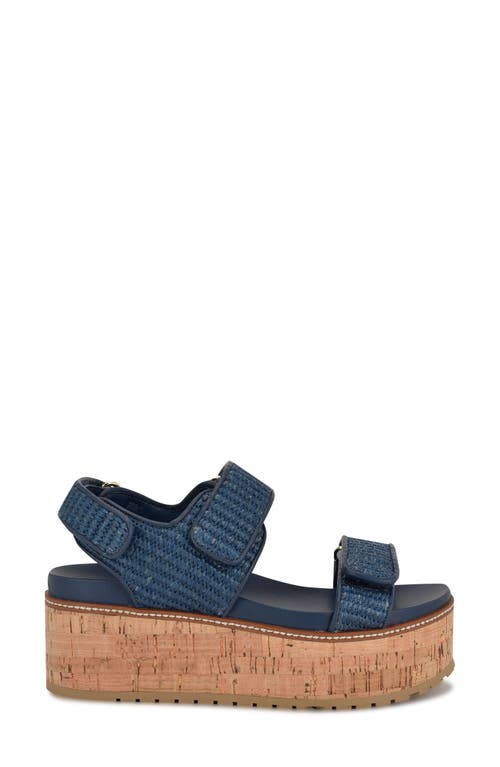 Nine West Heavin Platform Wedge Sandal In Medium Blue