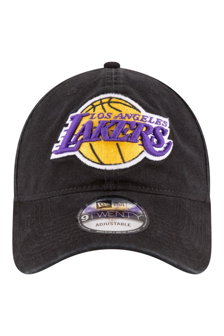 Men's New Era Black Los Angeles Lakers Team 2.0 9TWENTY Adjustable Hat, Alternate, color, Black