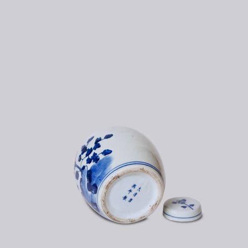 Cobalt Guild Porcelain Peony Lidded Round Storage Jar