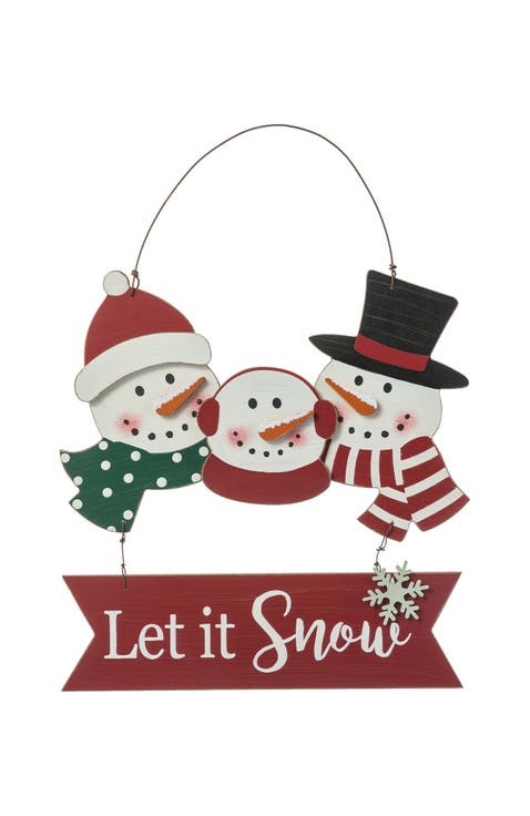Wooden Christmas Snowman Family Wall Decor