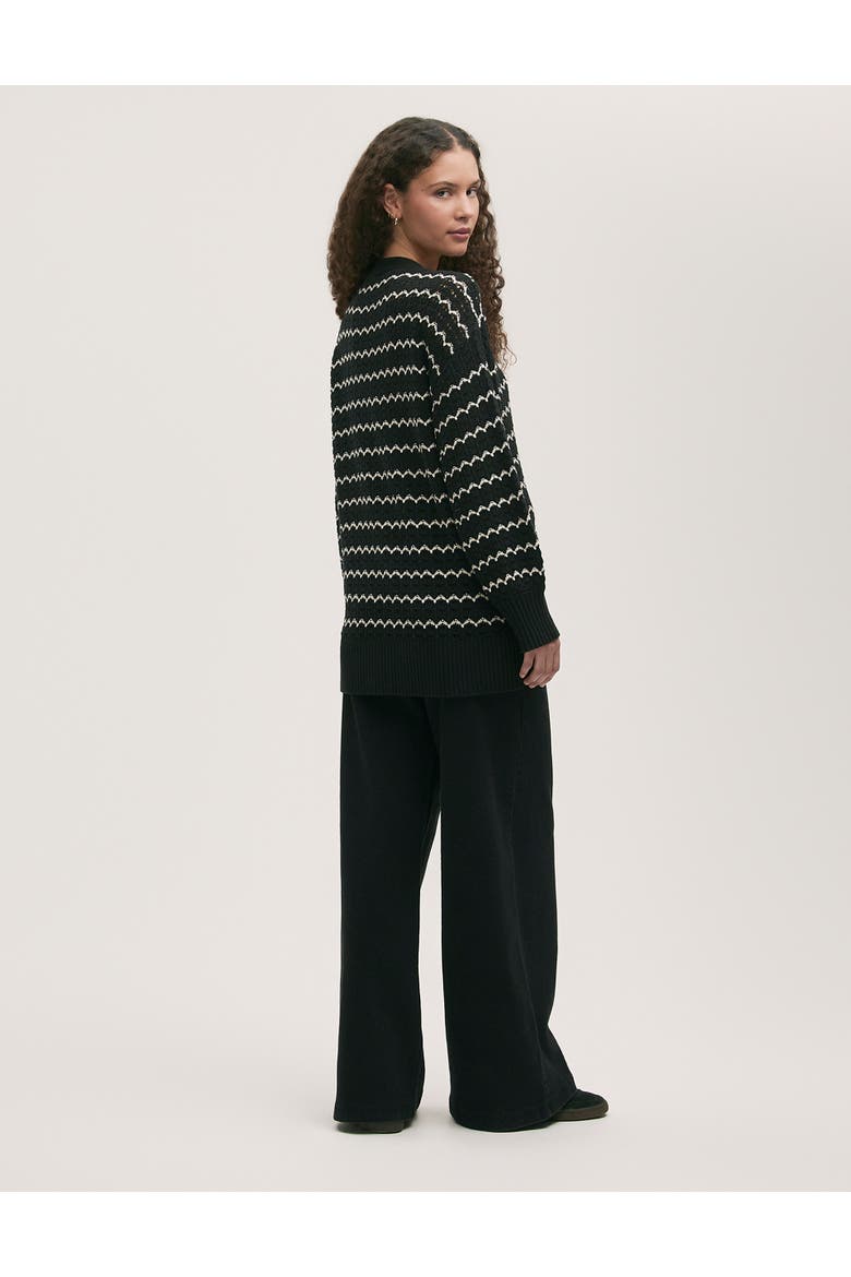 Alena V-Neck Crochet Cardigan, Alternate, color, Black