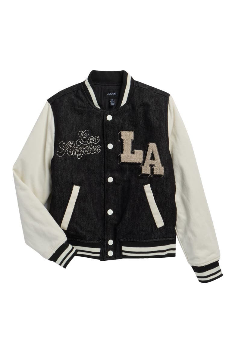 Kids' Los Angeles Varsity Jacket, Main, color, BLACK