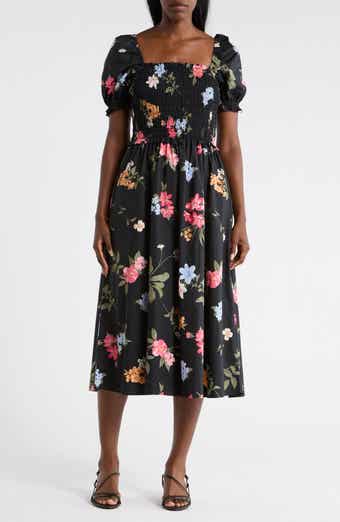 Ellen Tracy Square Neck Poplin Midi Dress