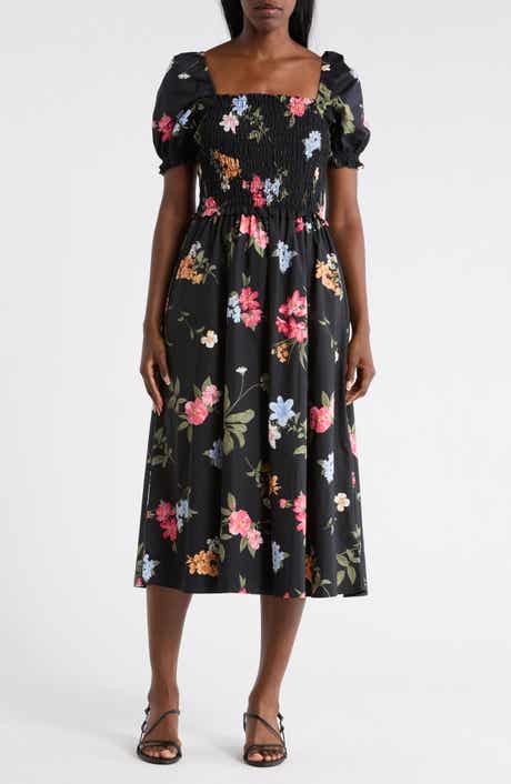 Ellen Tracy Square Neck Poplin Midi Dress