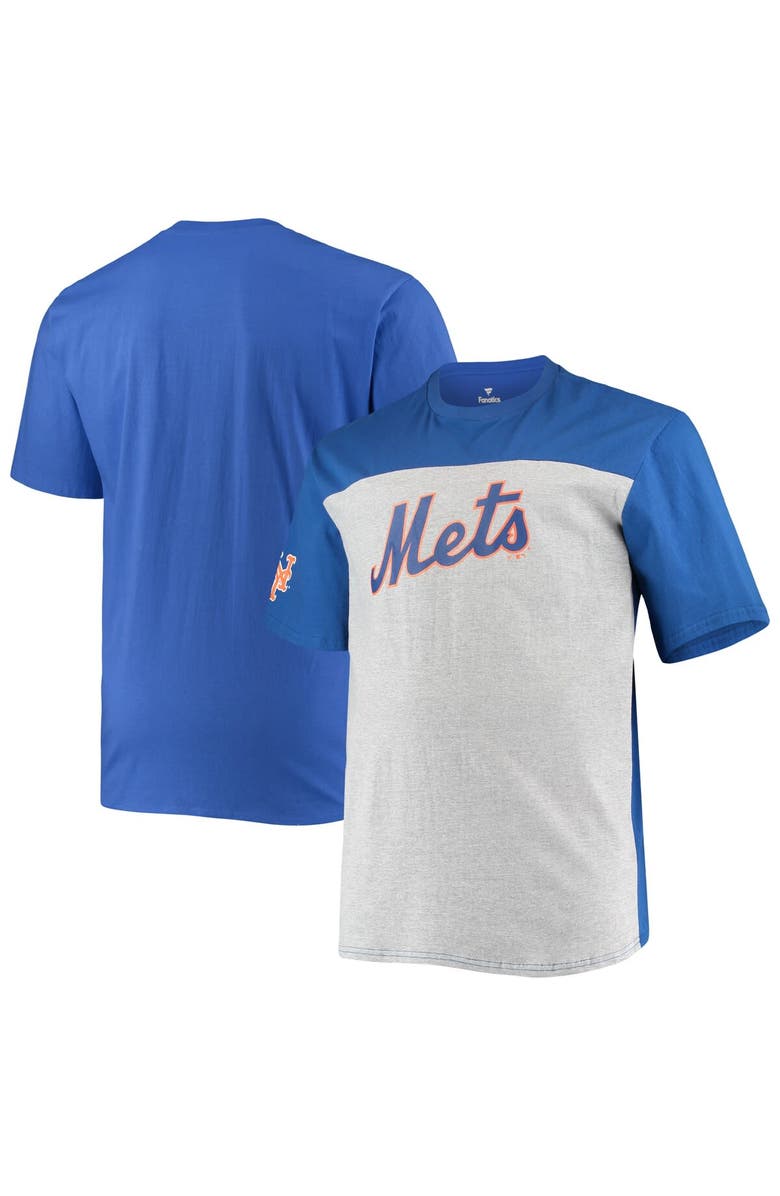 FANATICS Men's Fanatics Branded Royal/Heathered Gray New York Mets Big & Tall Colorblock T-Shirt, Main, color, Royal