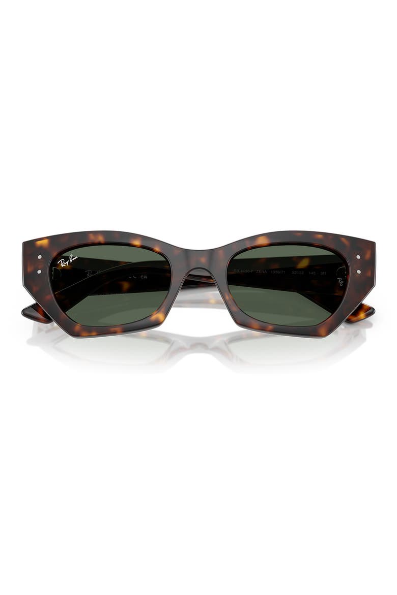 Zena 52mm Geometric Sunglasses, Alternate, color, HAVANA / DARK GREEN