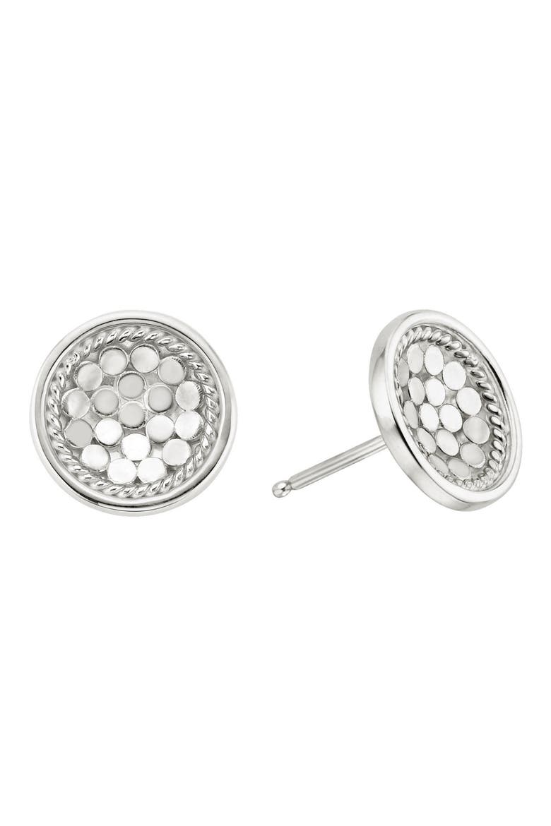 Dish Stud Earrings, Main, color, STERLING SILVER