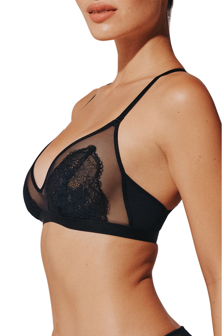All Day Lace Unlined Racerback Bralette, Alternate, color, BLACK