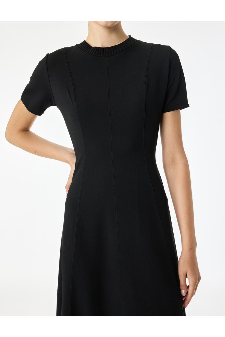 Short Sleeve Crew Neck Flare Dress, Alternate, color, BLACK