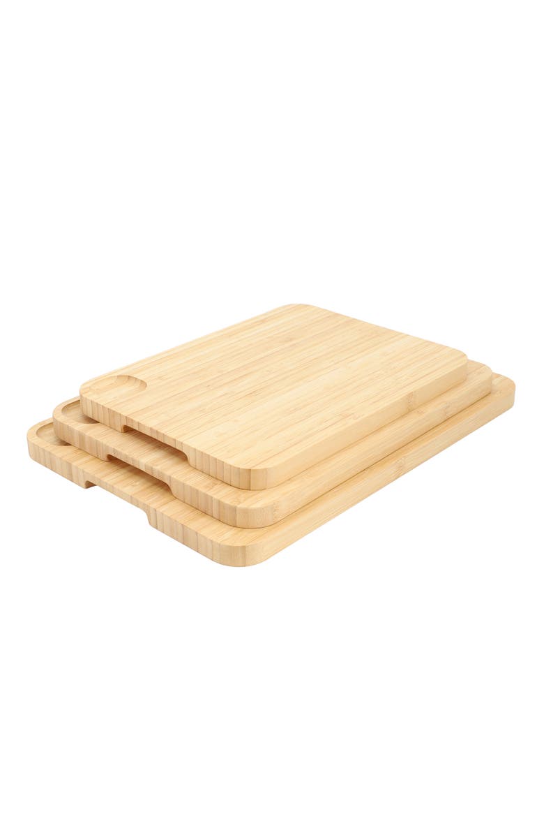 Megachef 3 Piece Wood Cutting, Prep and Serving Boards, Alternate, color, Brown