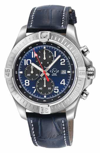 GV2 T38 Chronograph Croc Embossed Leather Strap Watch, 45mm