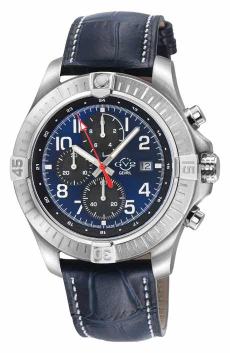 GV2 T38 Chronograph Croc Embossed Leather Strap Watch, 45mm