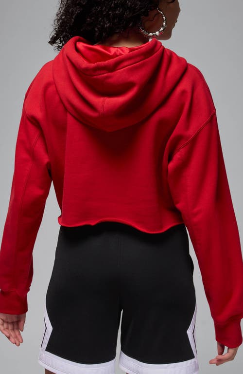 Jordan Women's Flight Fleece Cropped Satin-lined Hoodie In Varsity Red