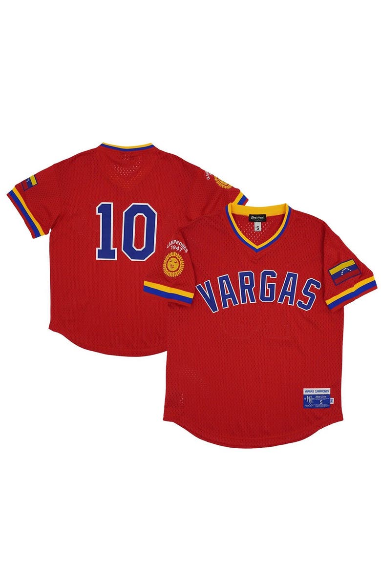 RINGS & CRWNS Men's Rings & Crwns #10 Red Vargas Campeones Mesh Replica V-Neck Jersey, Main, color, Red