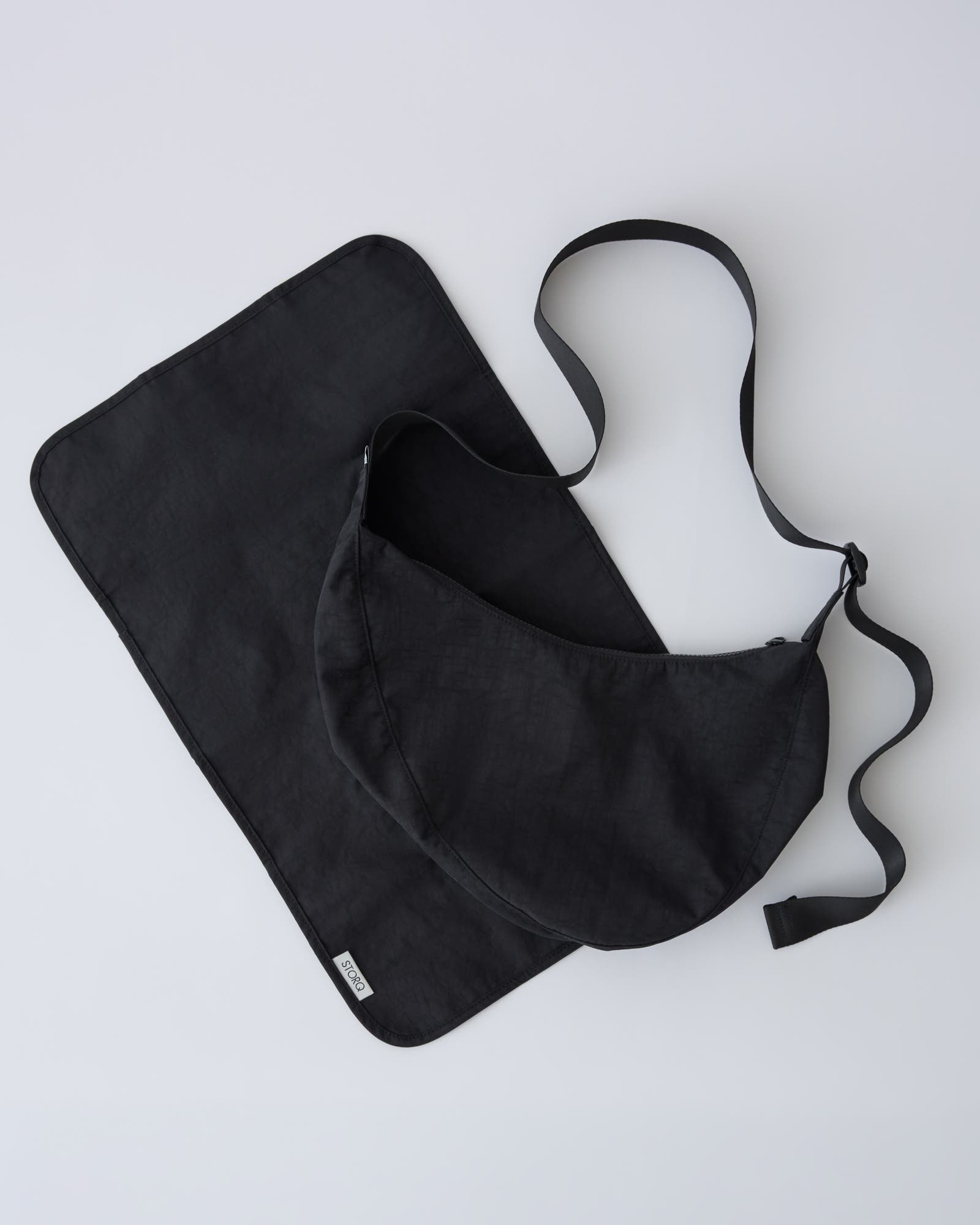 Half Moon Crossbody Bag with Changing Mat, Alternate, color, Black