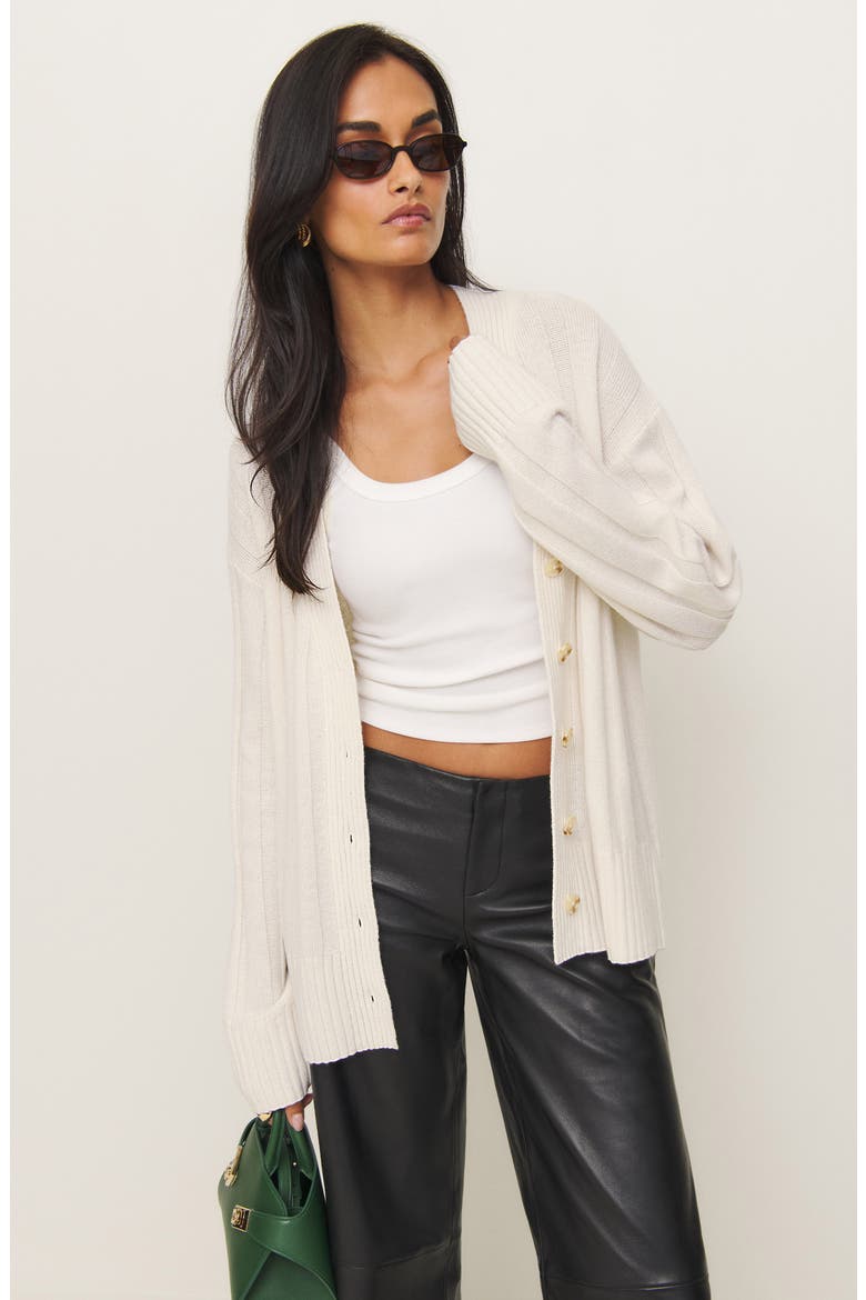 Capri Oversize Recycled Cashmere & Wool Blend Cardigan, Alternate, color, GOSSAMER