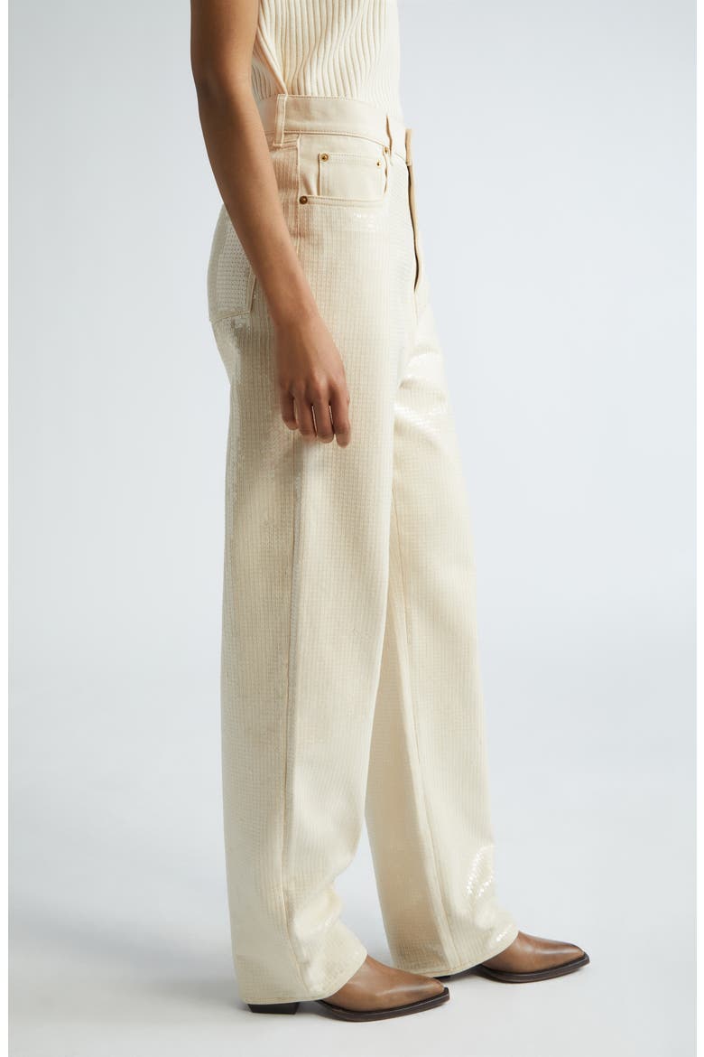 Kim Sequin Five-Pocket Pants, Alternate, color, ECRU