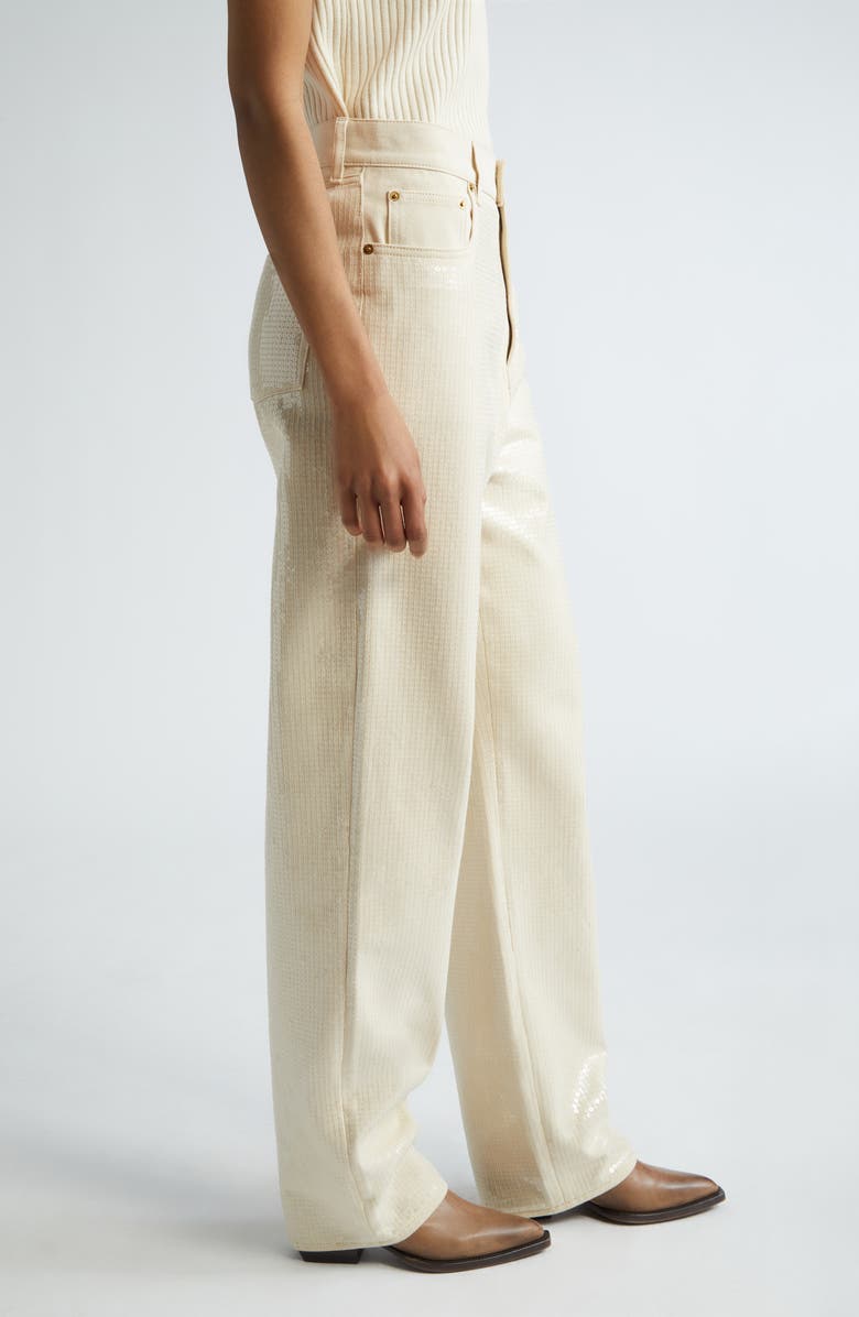 Golden Goose Kim Sequin Five-Pocket Pants, Alternate, color, Ecru