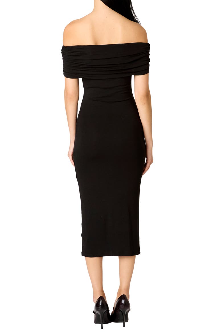 Celine Off the Shoulder Body-Con Midi Dress, Alternate, color, BLACK