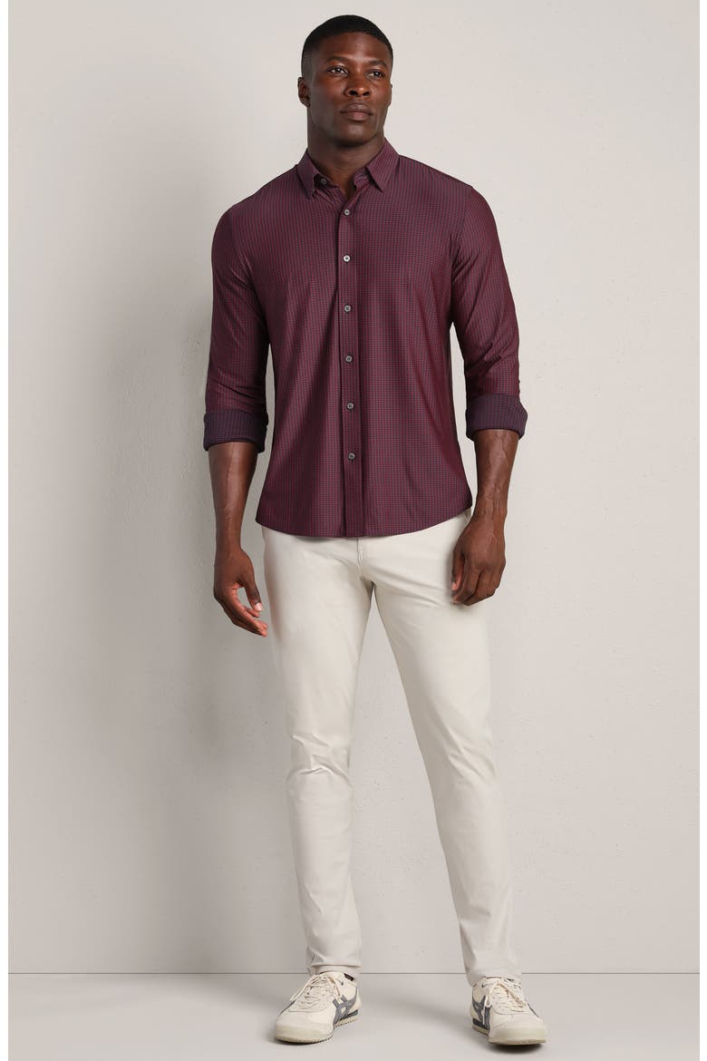 Commuter Slim Fit Performance Button-Up Shirt, Alternate, color, CINNAMON RED GINGHAM