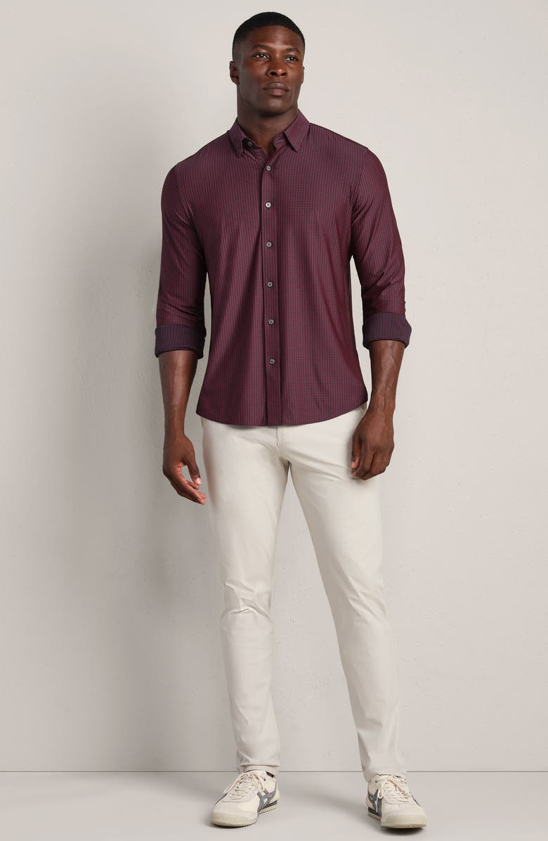 Rhone Commuter Slim Fit Performance Button-Up Shirt, Alternate, color, Cinnamon Red Gingham