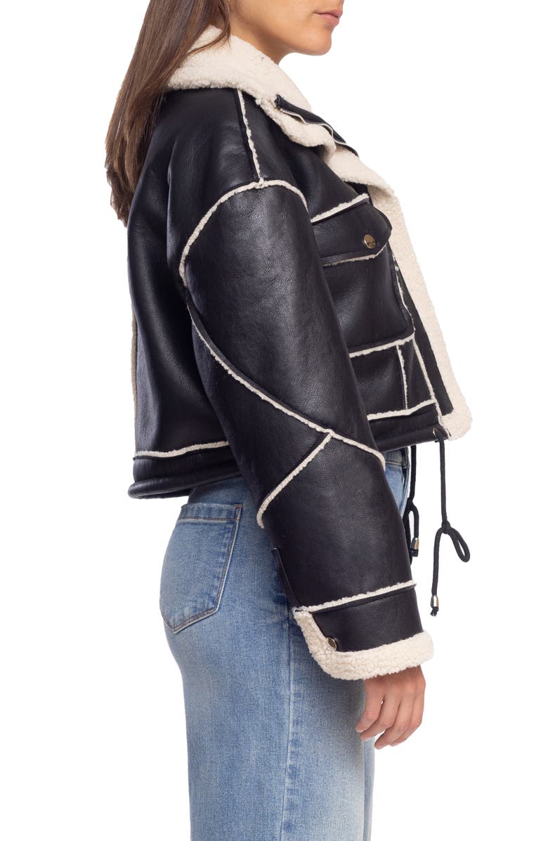 BLANKNYC Bonded Moto Jacket with Faux Shearling Trim, Alternate, color, 