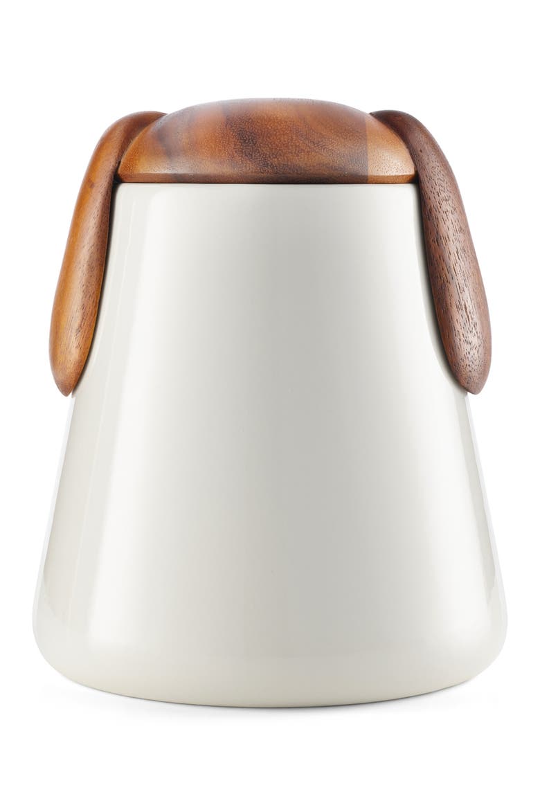 Dog Treat Jar, Main, color, PORCELAIN/ ACACIA