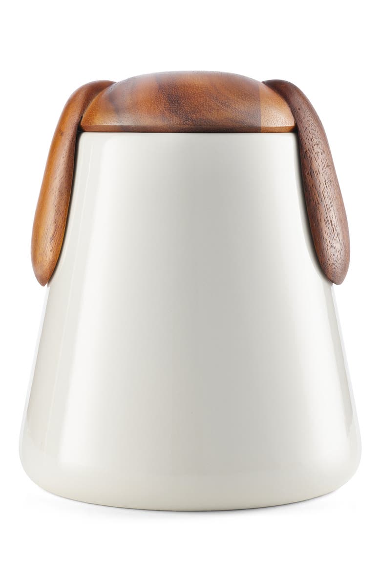 Nambé Dog Treat Jar, Main, color, Porcelain/ Acacia