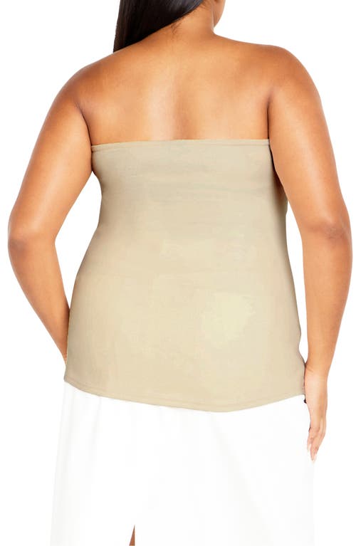 City Chic Asher Strapless Rib Top In Gray