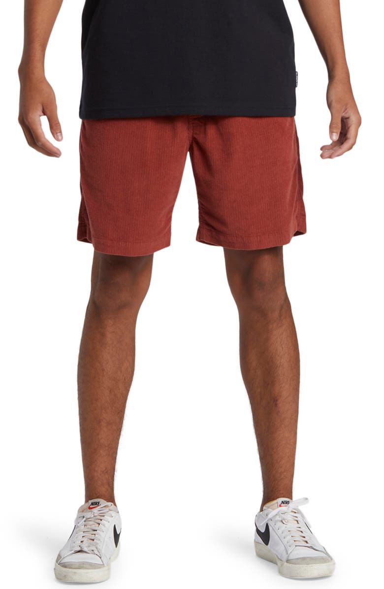 Quiksilver Taxer Corduroy Drawstring Shorts, Main, color, Henna