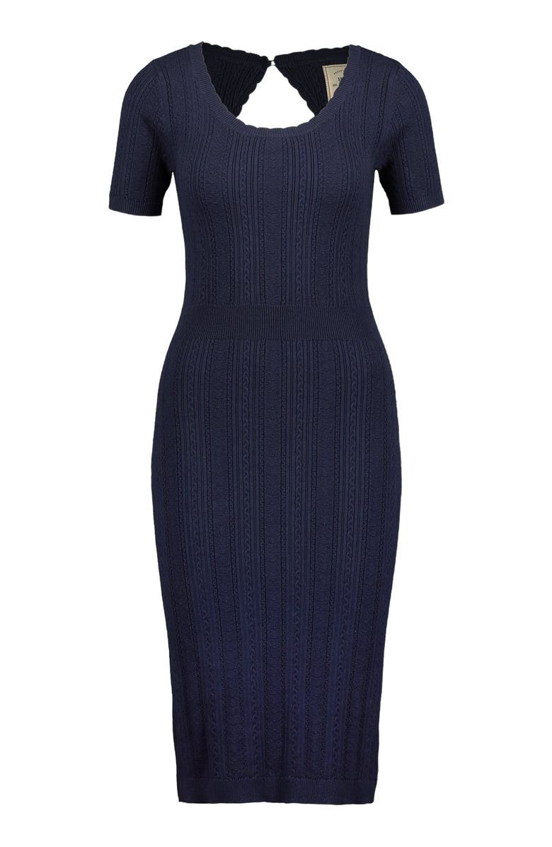 Hope & Henry Women's Fitted Cable Sweater Dress, Alternate, color, Blue