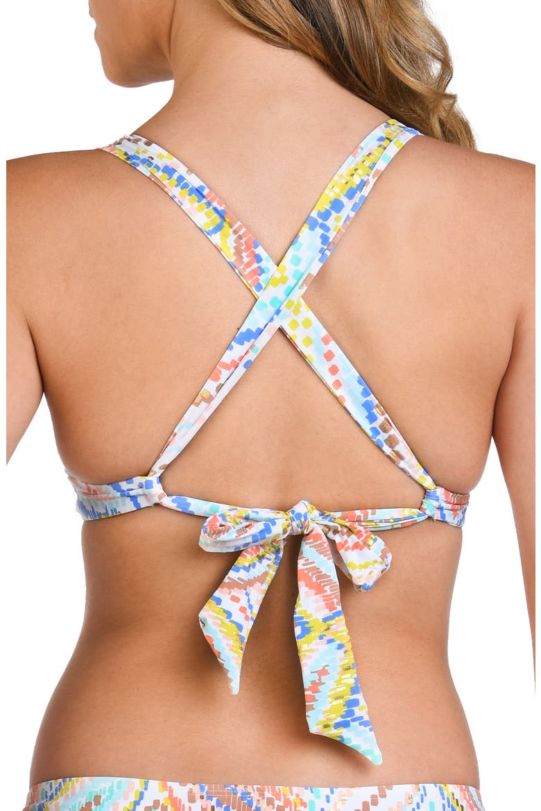 Sunbaked Jewels Clean Tall Triangle Bikini Top, Alternate, color, WHITE MULTI