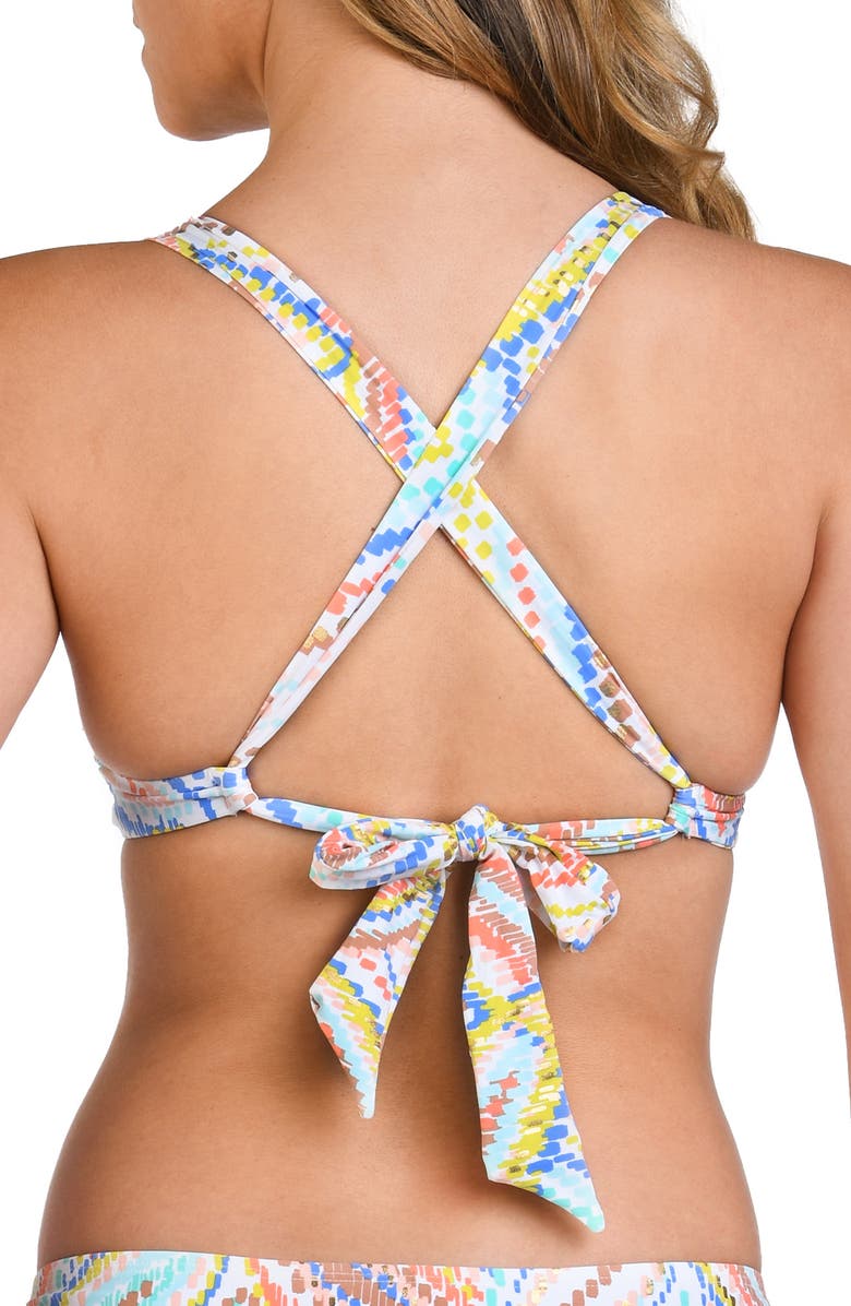 La Blanca Sunbaked Jewels Clean Tall Triangle Bikini Top, Alternate, color, White Multi