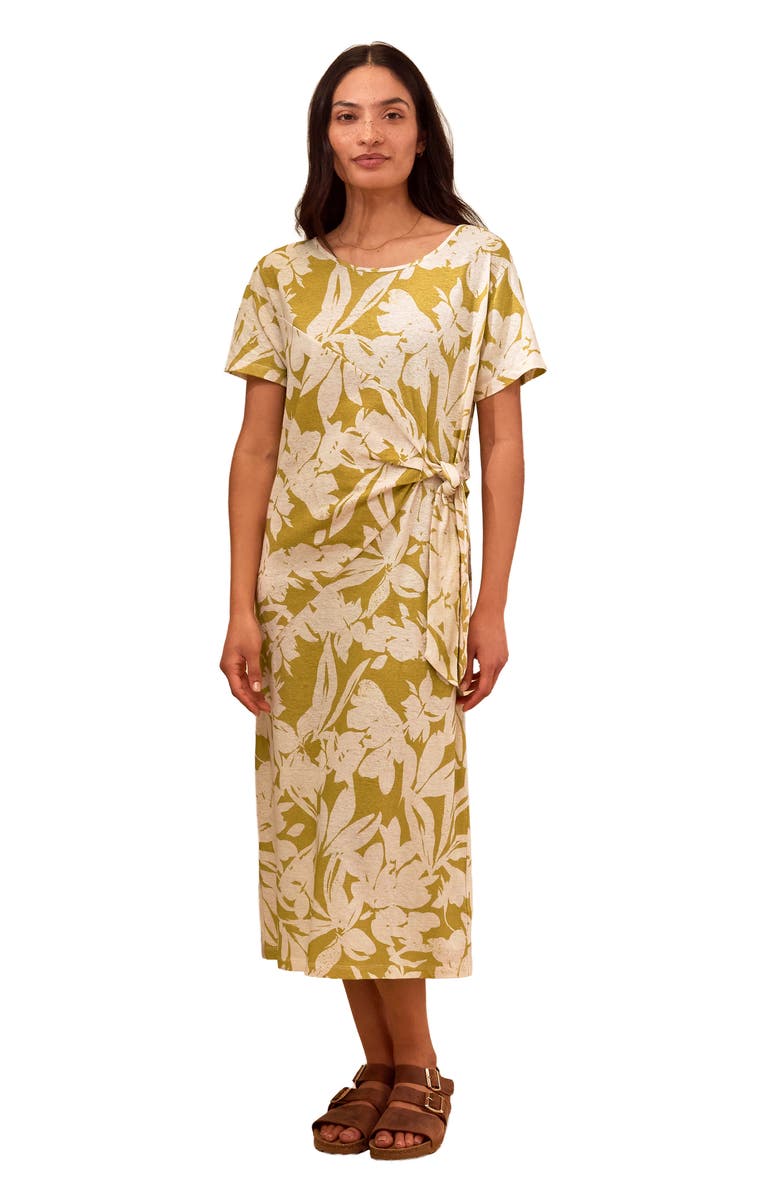 Celtic & Co. Knot Detail Jersey Dress, Main, color, Moss Floral