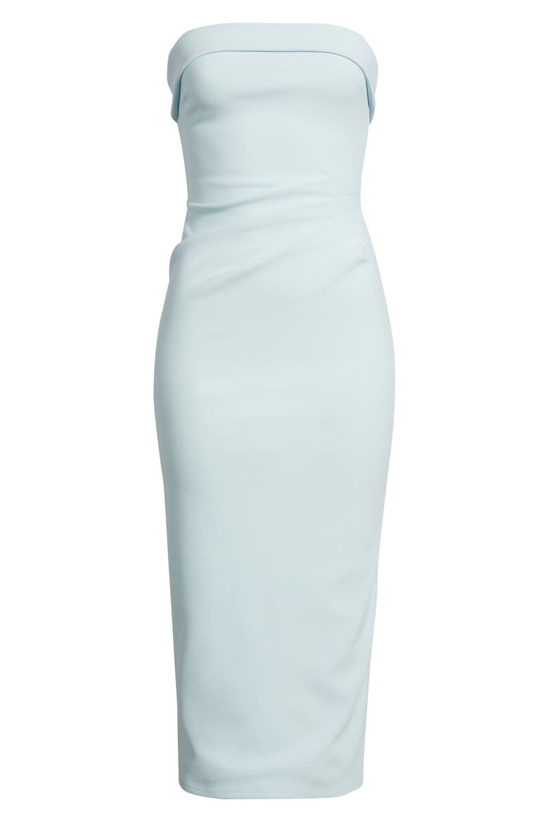 Strapless Crepe Midi Dress, Alternate, color, BLUE DELICATE