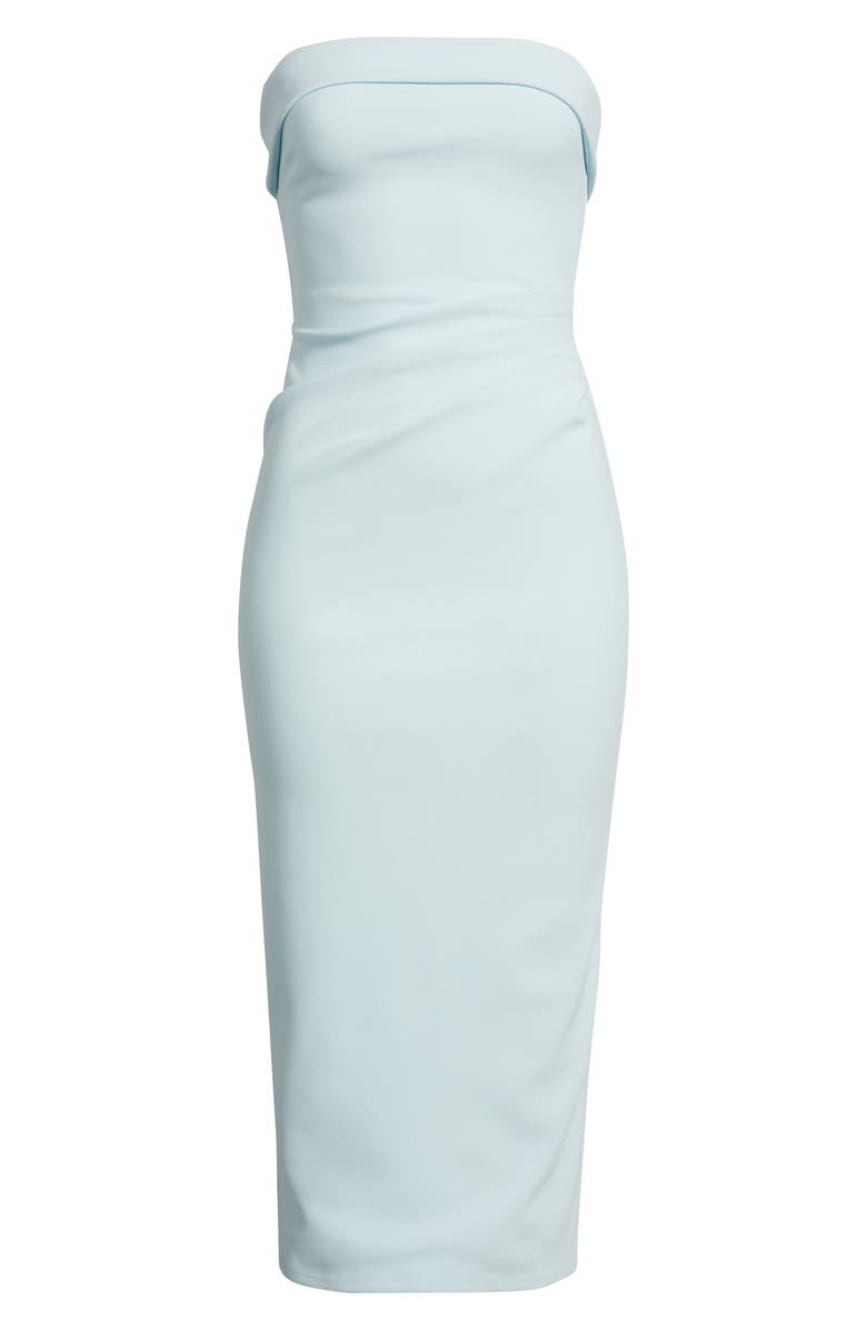 Open Edit Strapless Crepe Midi Dress, Alternate, color, Blue Delicate