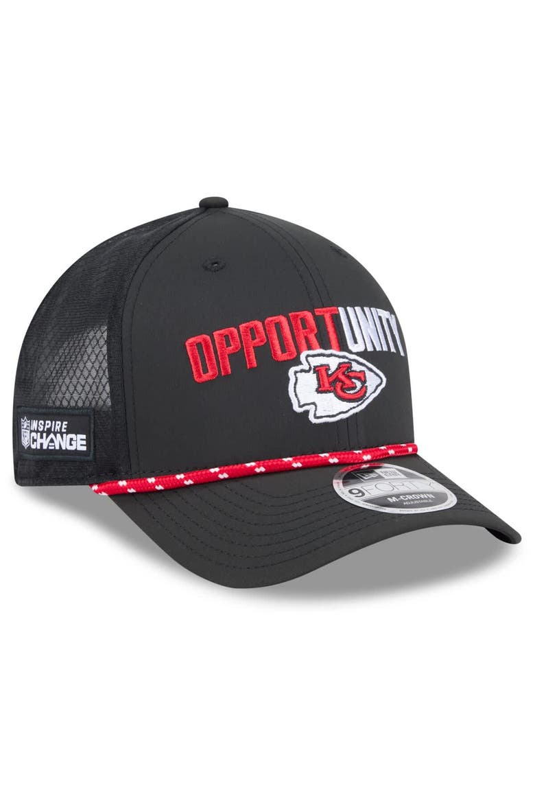 Men's New Era Black Kansas City Chiefs 2025 Inspire Change 9FORTY M-Crown Adjustable Hat, Main, color, Black