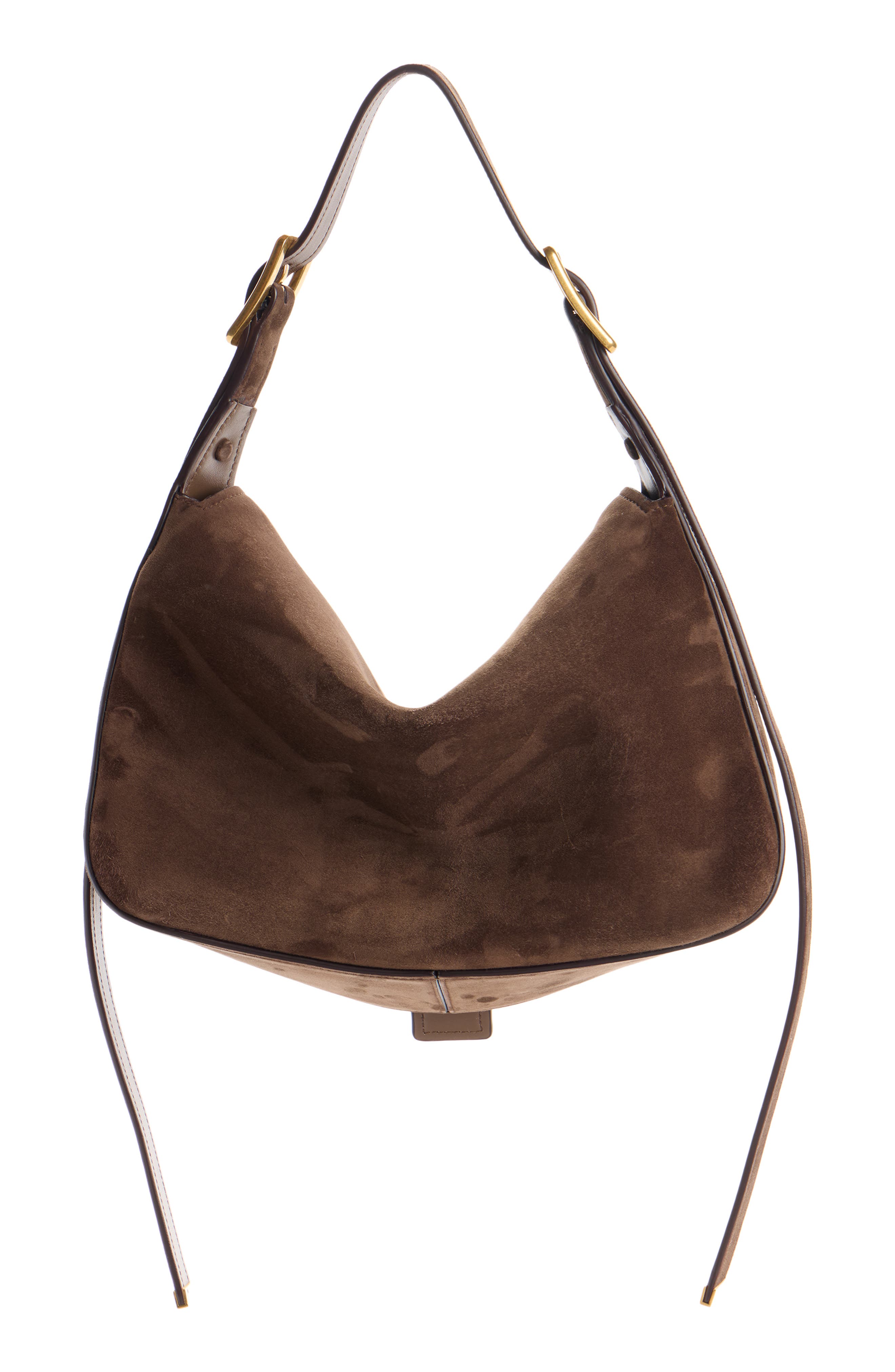 Balenciaga Medium Clicca Suede Shoulder Bag, Alternate, color, 2255 Muscade