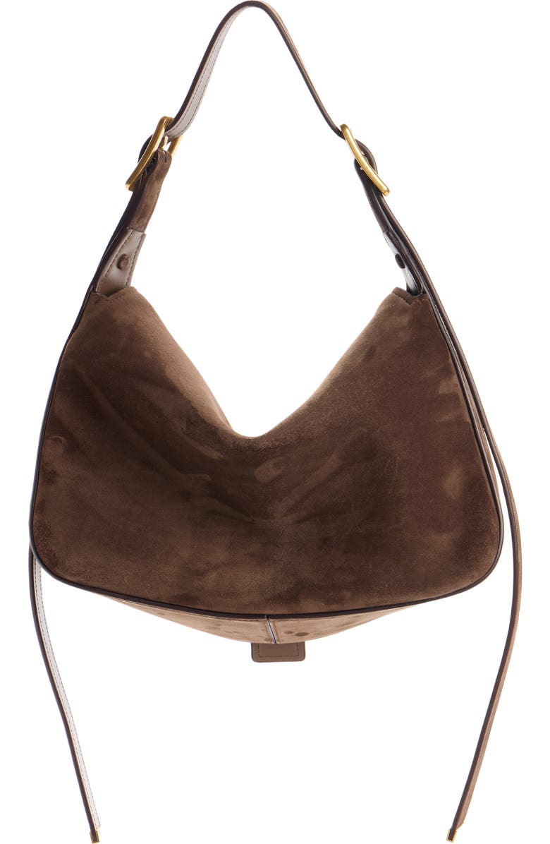 Balenciaga Medium Clicca Suede Shoulder Bag, Alternate, color, 2255 Muscade