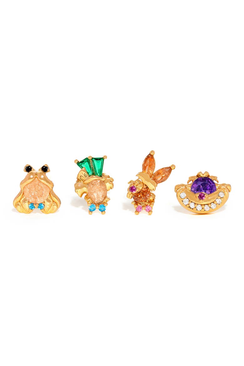 Disney Alice In Wonderland Stud Earrings Set, Main, color, GOLD