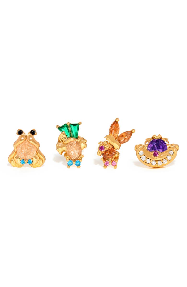 Girls Crew Disney Alice In Wonderland Stud Earrings Set, Main, color, Gold