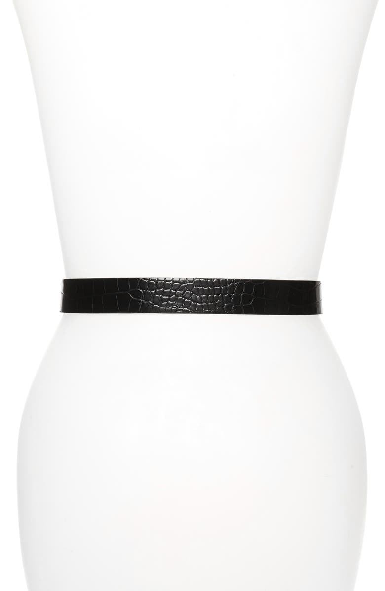 Halogen<sup>®</sup> Croc Embossed Faux Leather Belt, Alternate, color,